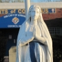 A statue of our Blessed Mother graces our front garden